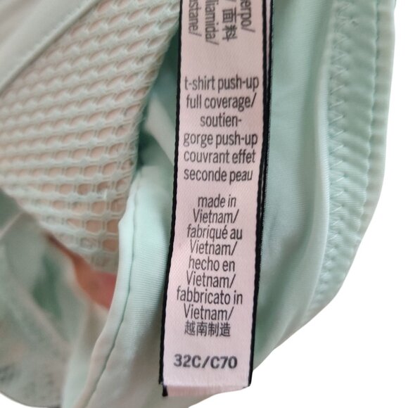 Victorias Secret Bra T-Shirt Push Up Full Coverage Mesh Racerback Mint Green 32C - Picture 4 of 4